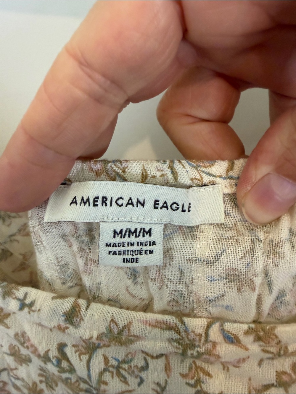 American Eagle Outfitters Cream Floral Puff Sleeve Mini Dress - Picture 3 of 5